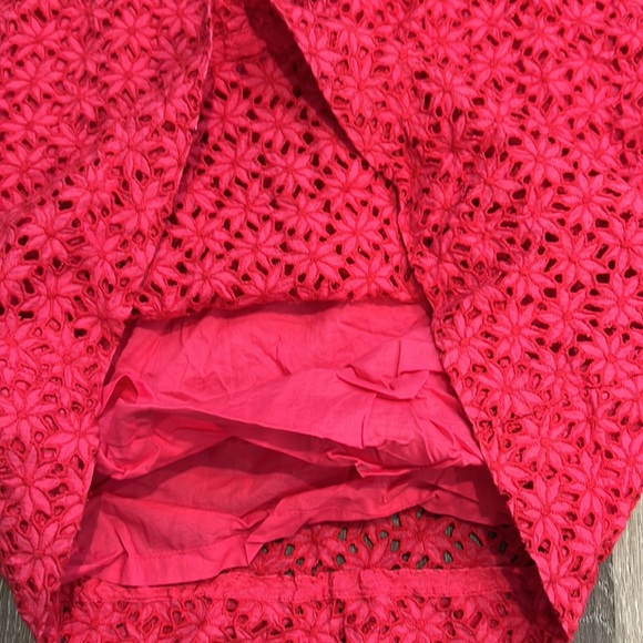 Ann Taylor 2 Petite Hot Pink Mini Skirt Floral Eyelet - Picture 8 of 8